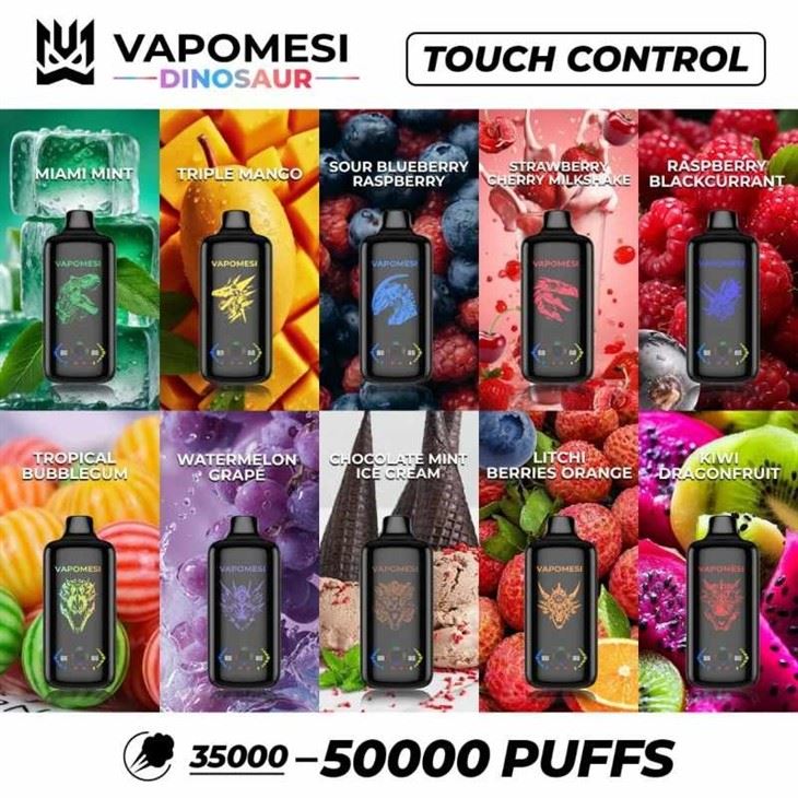 30K-50K-Puffs-Vapomesi-Dinosaur-Touch-Screen-38ml-Disposable-Vapes-Fast-Delivery-EU-Warehouse-Free-Shipping-Mint-Flavor-Einweg-E-Zigaretten VAPOMESI DINOSAUR 50000